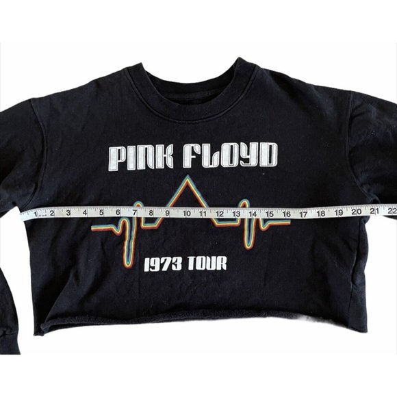 Pink Floyd Cropped Sweatshirt Black Crew Neck Long Sleeve 1973 Tour Music Rock - Picture 6 of 7